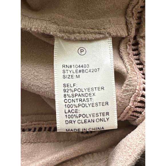 J.O.A Faux Suede Lace Fringe Crop Top M Petal Pink Soft Country Western Festival - Picture 9 of 13